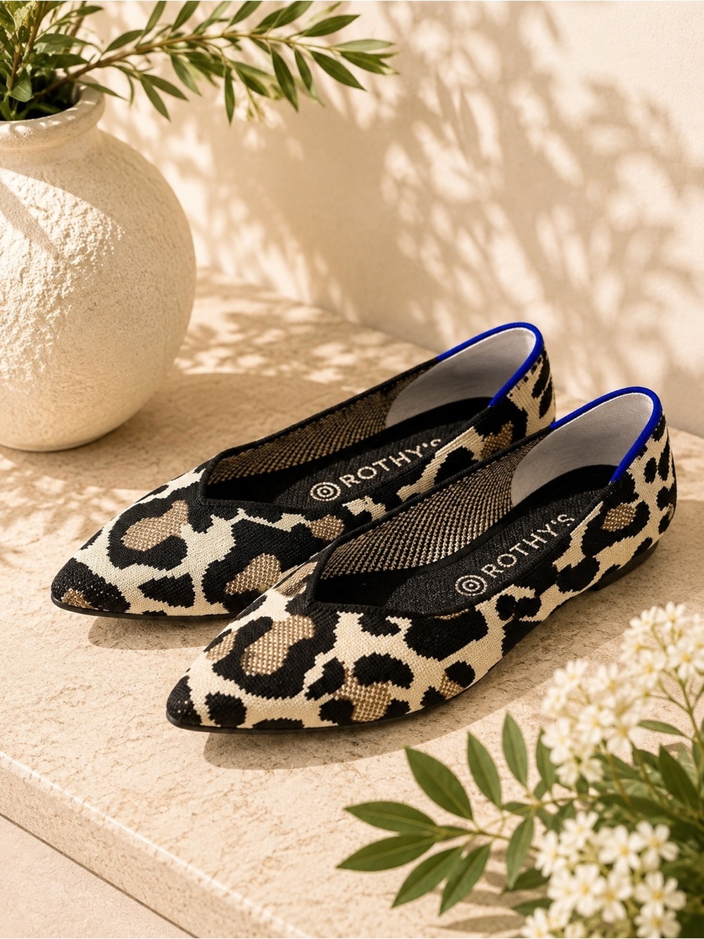 Rothy’s The Point Leopard Flats Women’s Size 7 Retired Animal Print old money